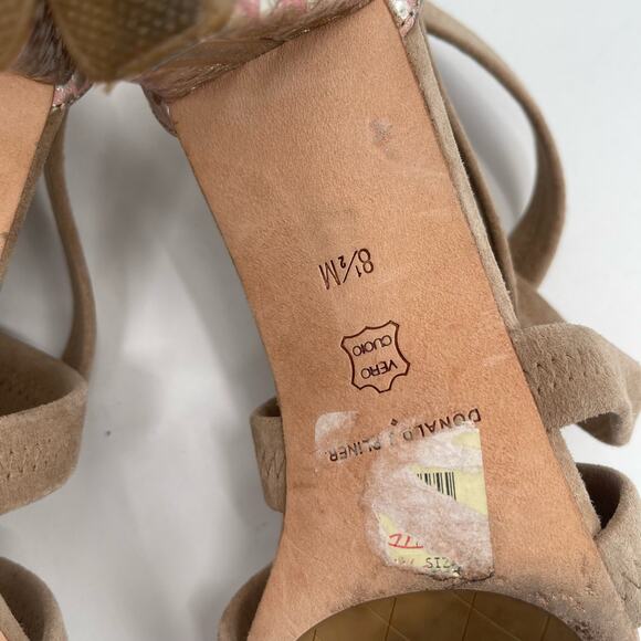 DONALD J PLINER Vida Heels Size 8.5 Shoes Suede Metallic Reptile Zipper Heel - Picture 15 of 16